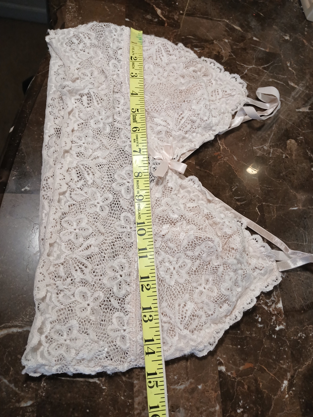 Lace Bandeau Bralette with Satin Trim in Light Pink - Picture 6 of 11